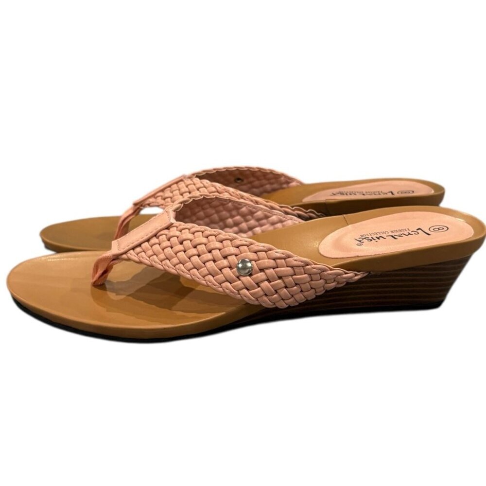 Lena Luisa Braided Flip Flops | Wedge Thong Sandals | Peach NWB |‎ Women’s 8 - Picture 3 of 5
